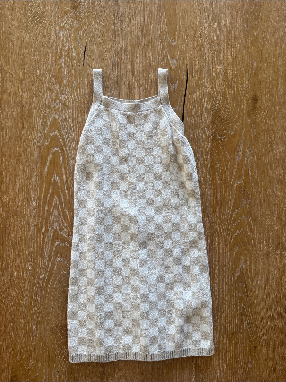abercrombie kids Cream Checkered Halter Knit Dress